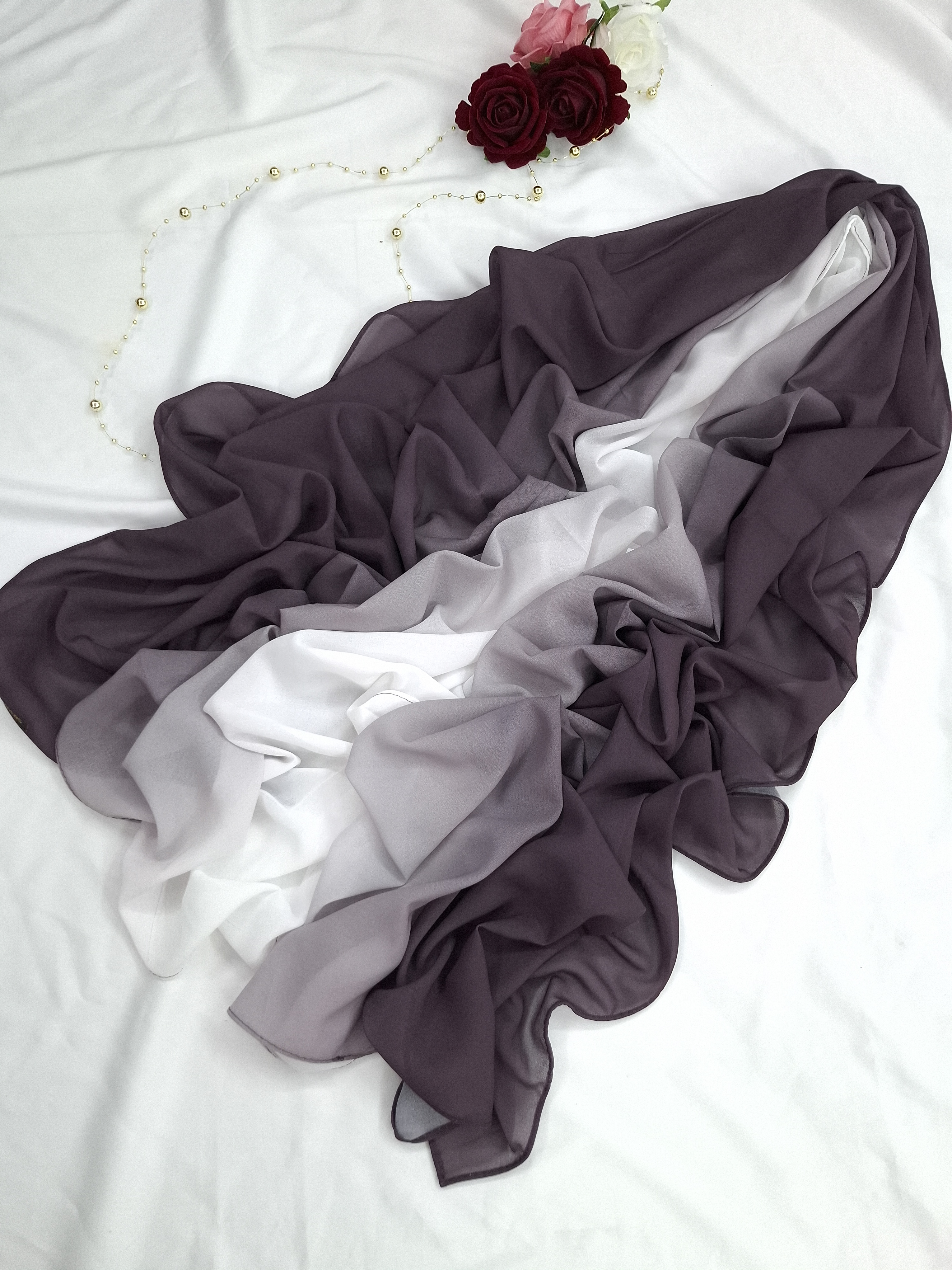 Premium purple Mauve Ombre Chiffon Hijab 