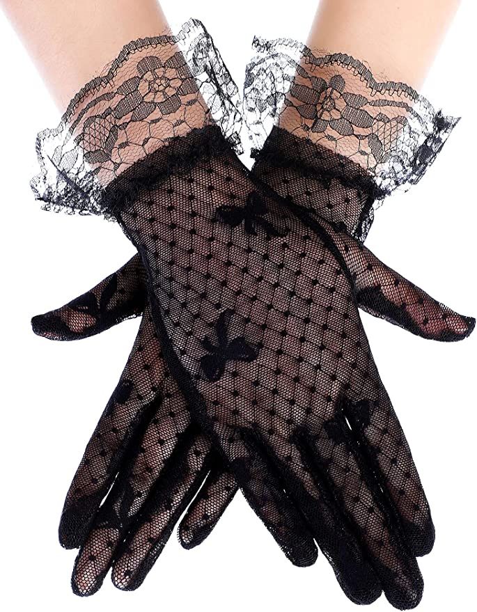 Elegant Black Lace Net Gloves