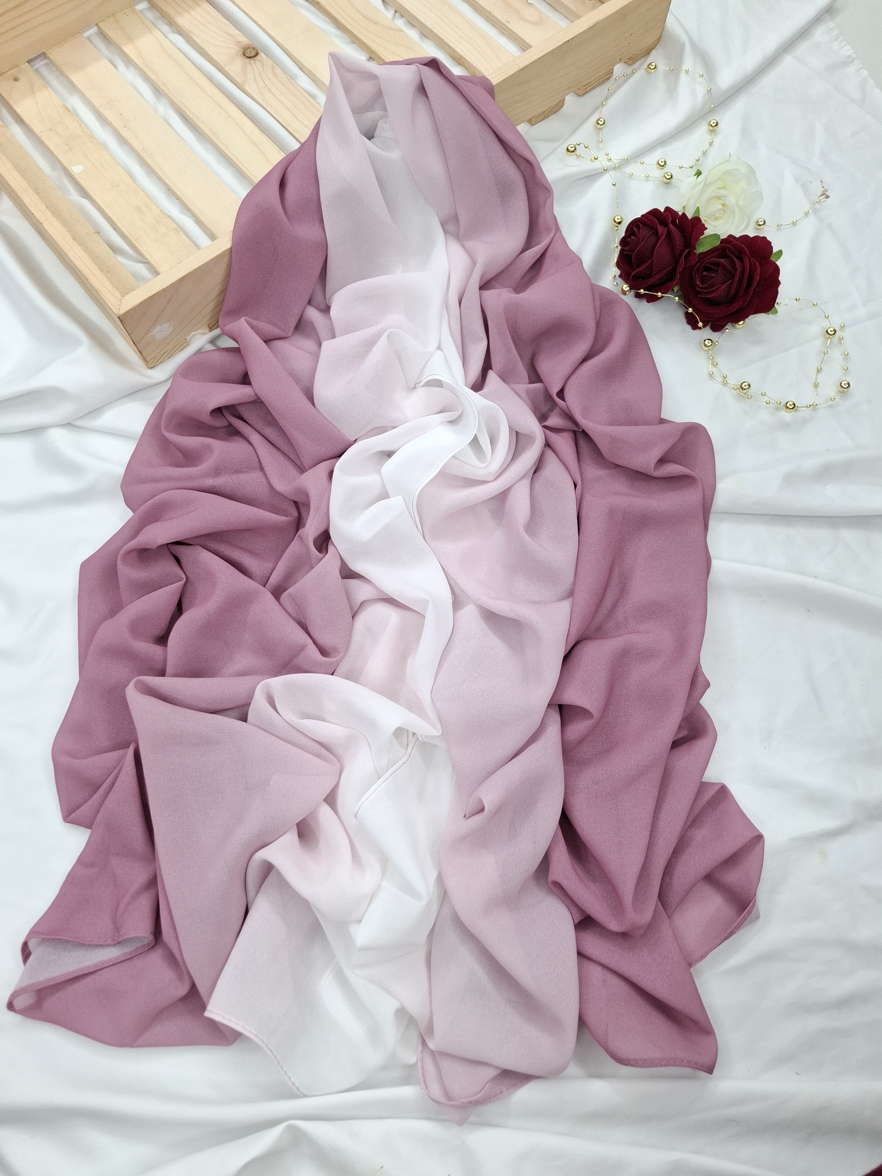 Premium pink Ombre Chiffon Hijab 