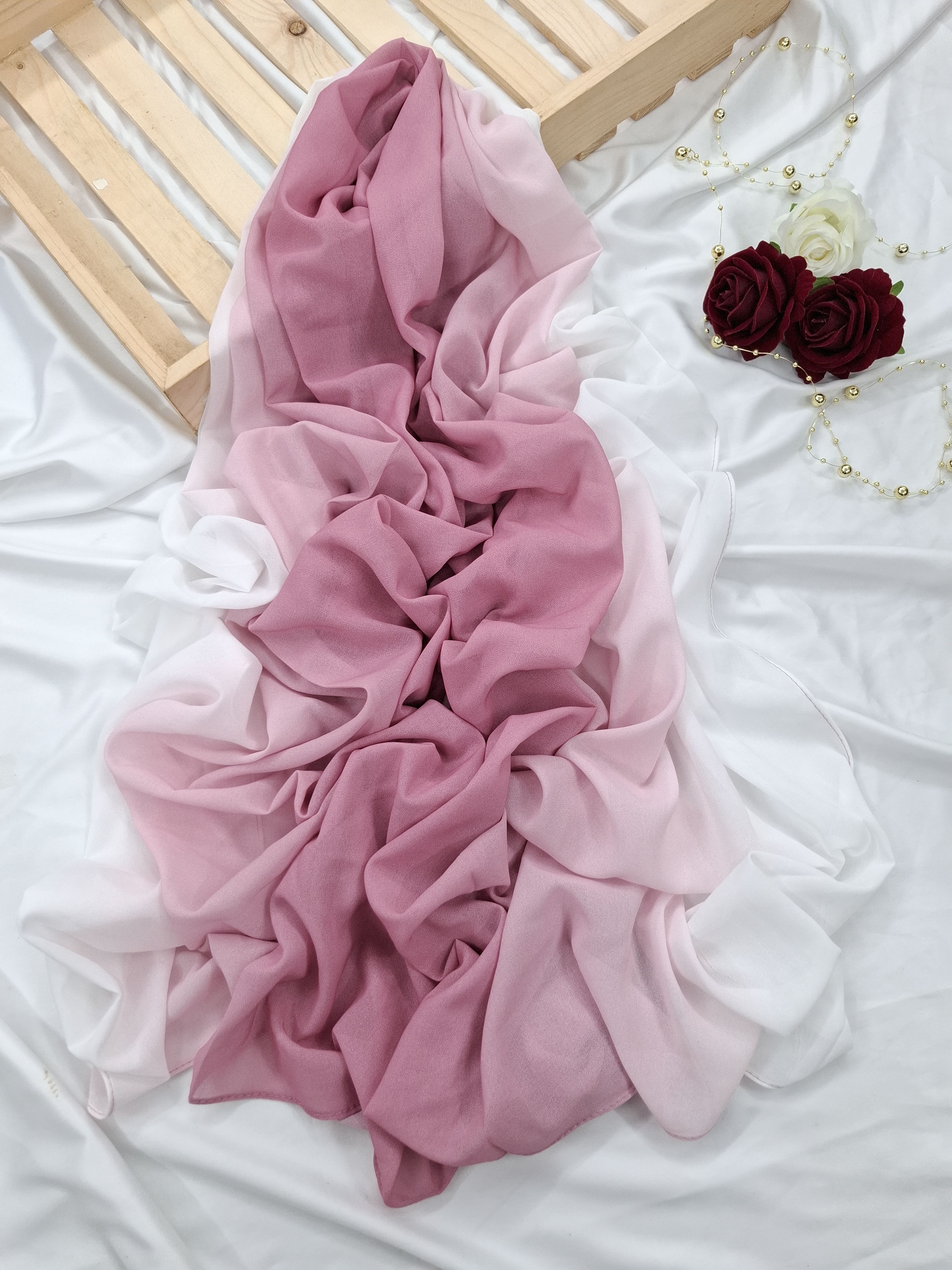 Premium pink Ombre Chiffon Hijab 