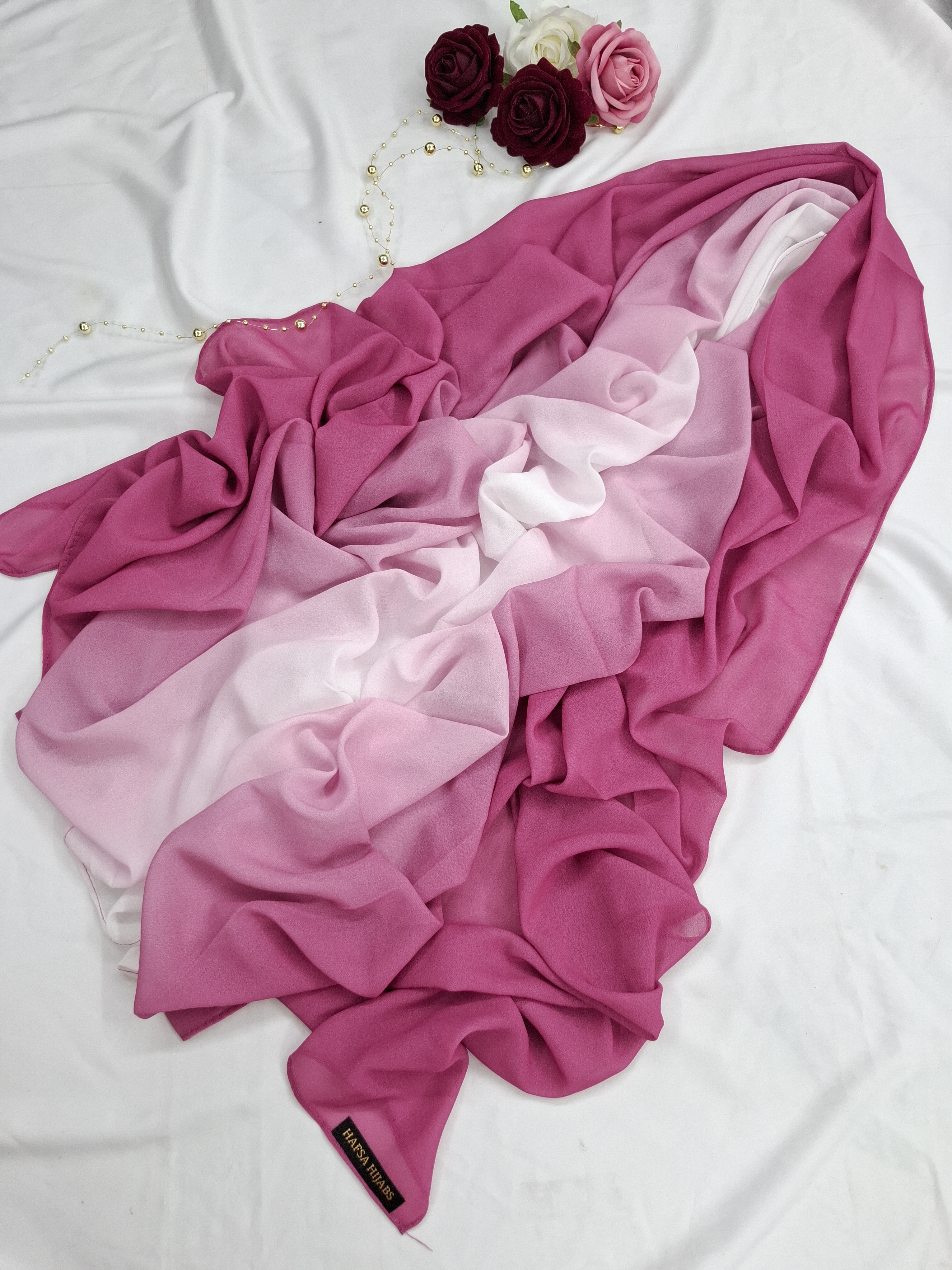 Premium pink Ombre Chiffon Hijab 