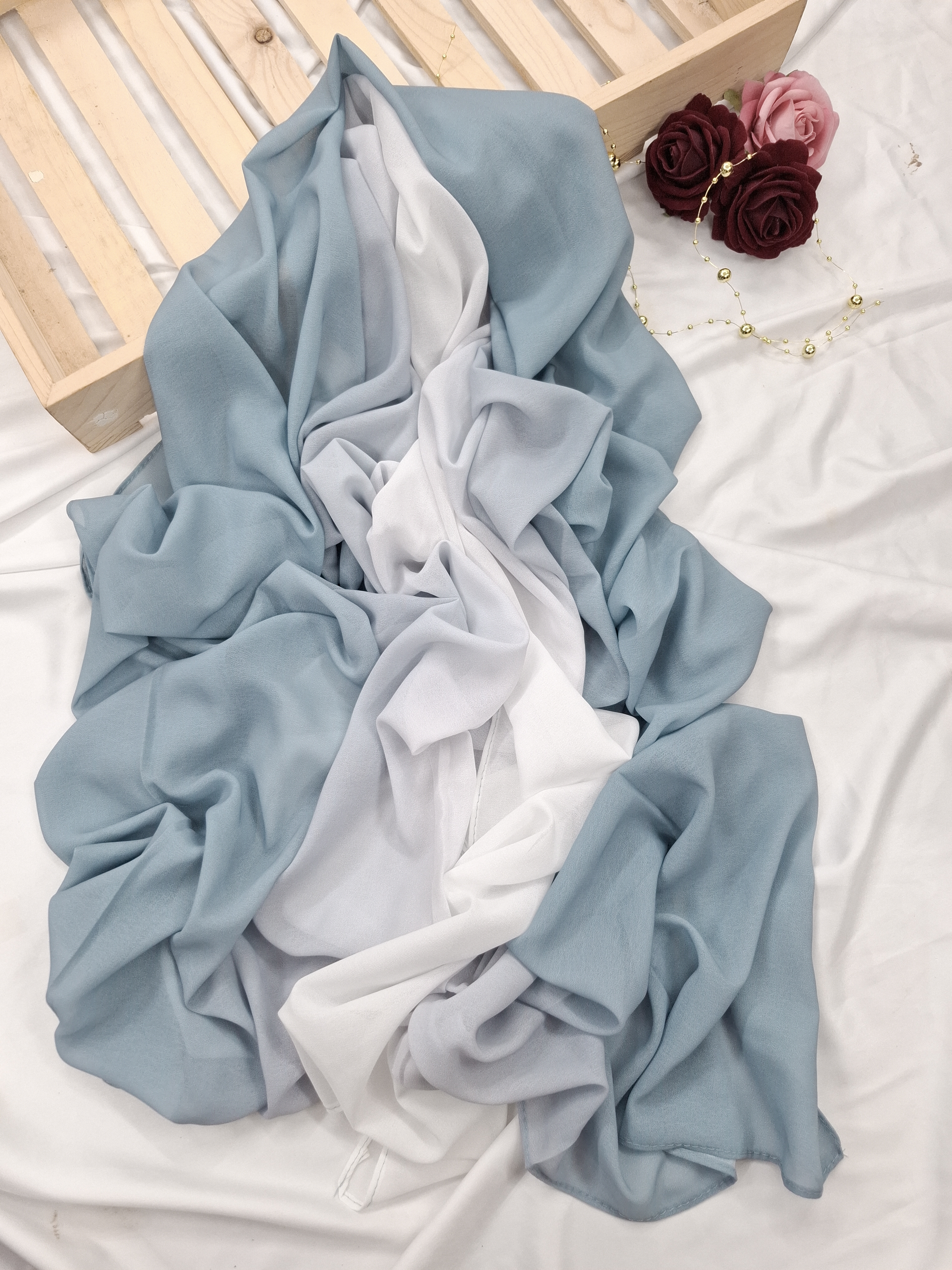 Premium sapphire blue Ombre Chiffon Hijab 