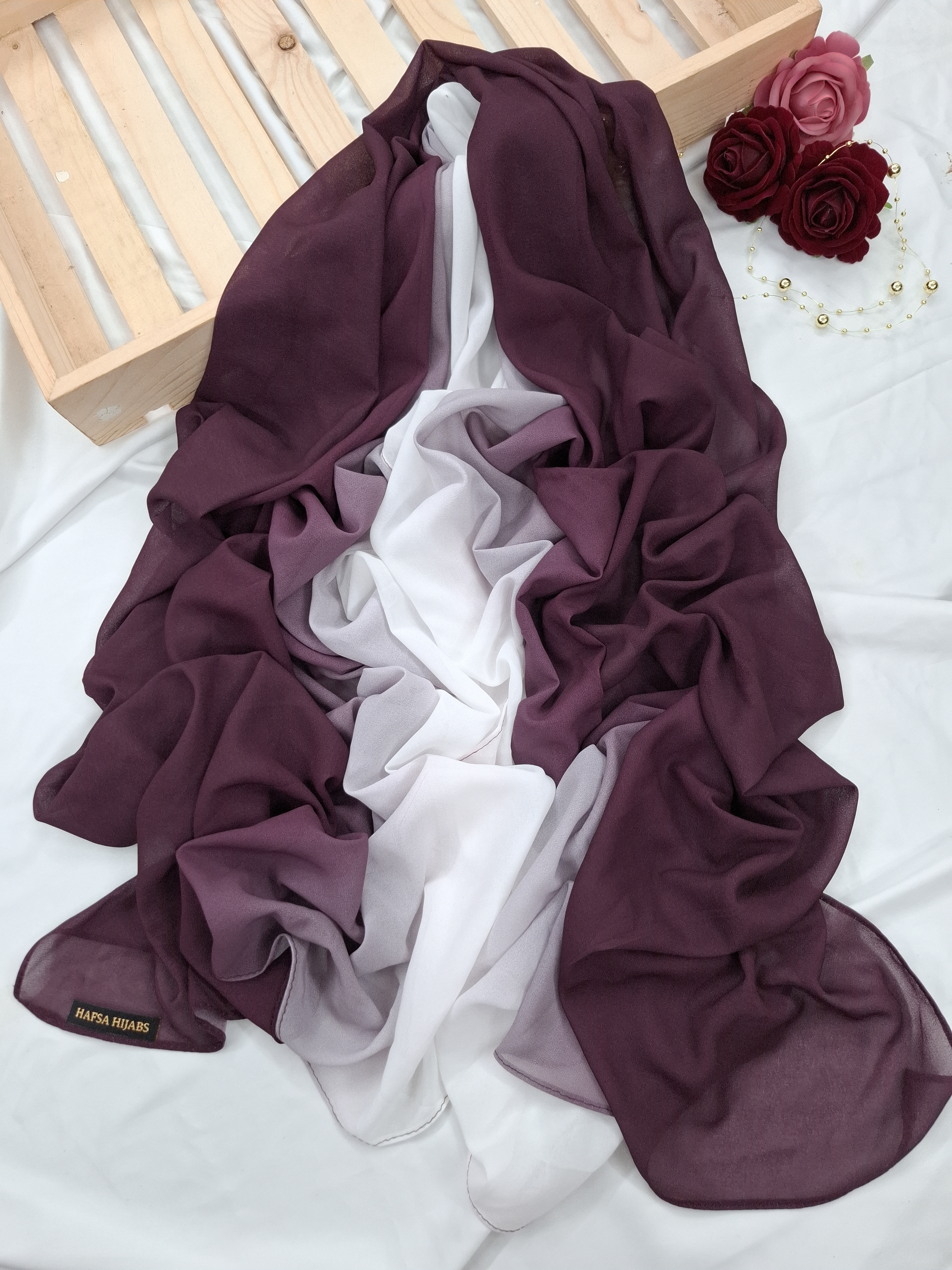 Premium wine Ombre Chiffon Hijab 