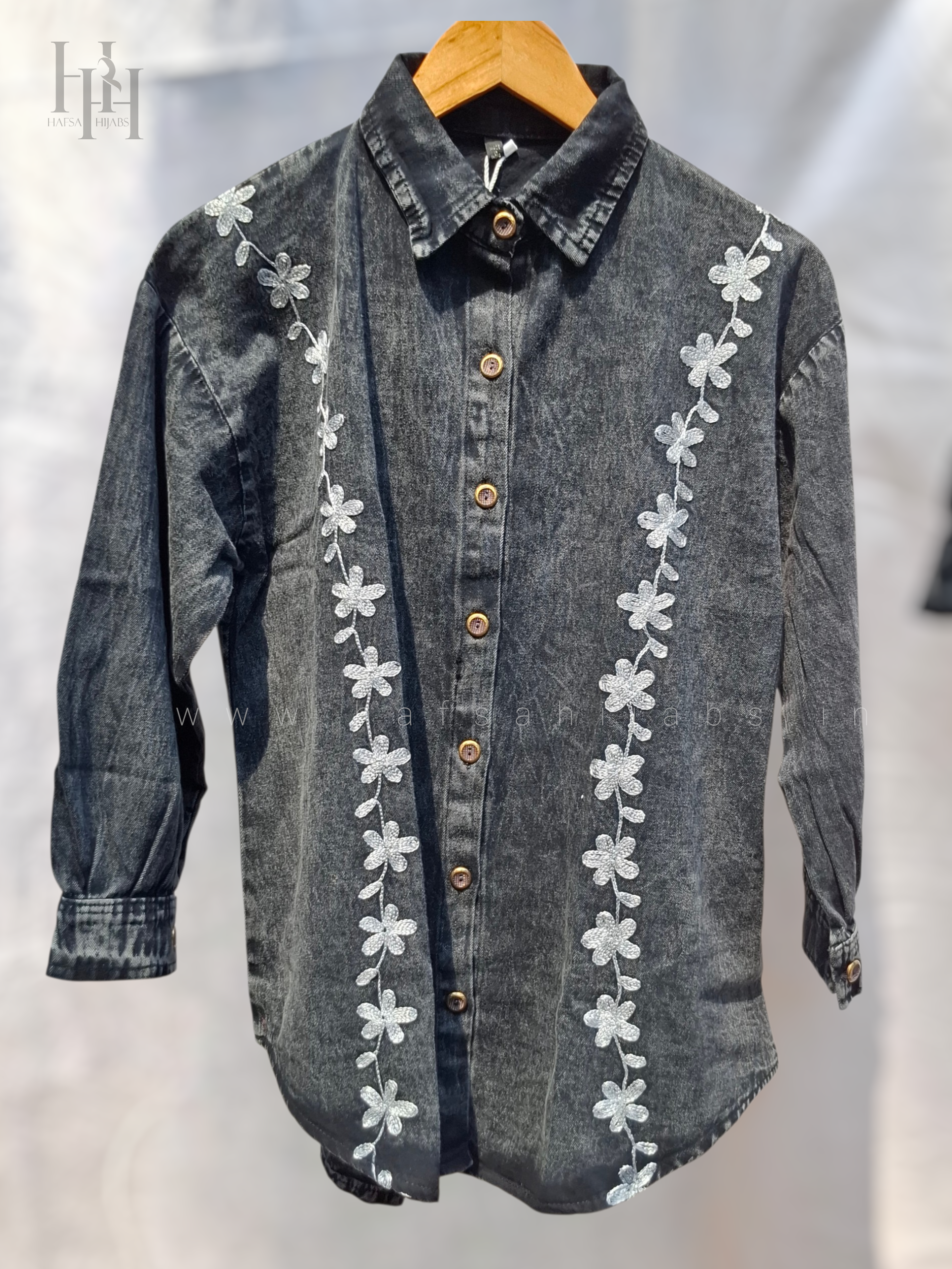 Premium Embroidered Denim Shirt for Women 