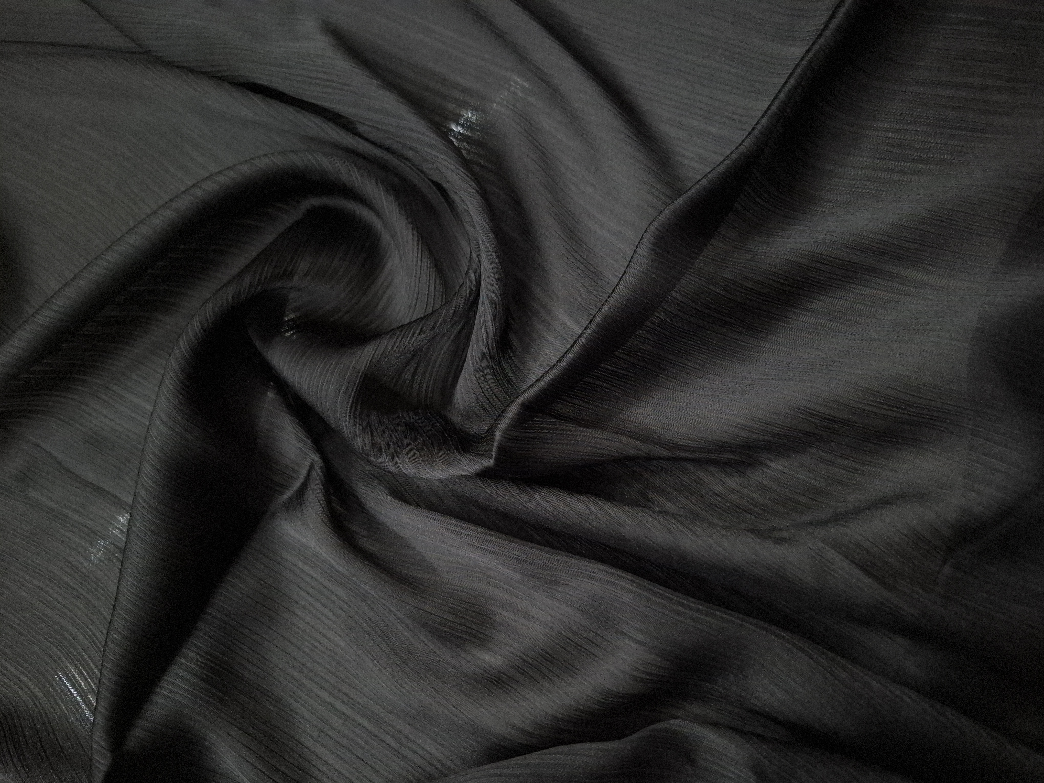 Black Crinkled Satin Hijab