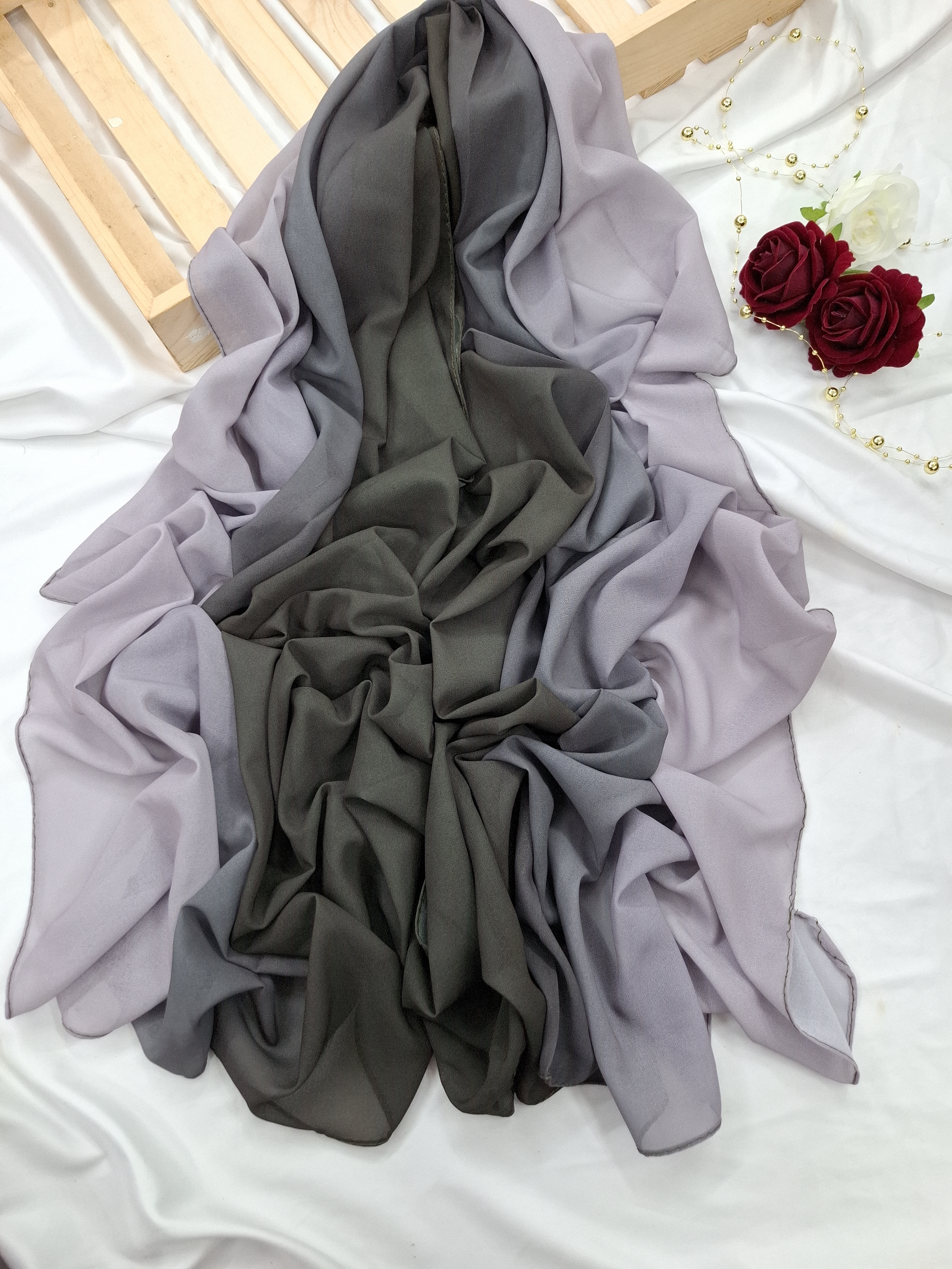 Premium green grey Ombre Chiffon Hijab 