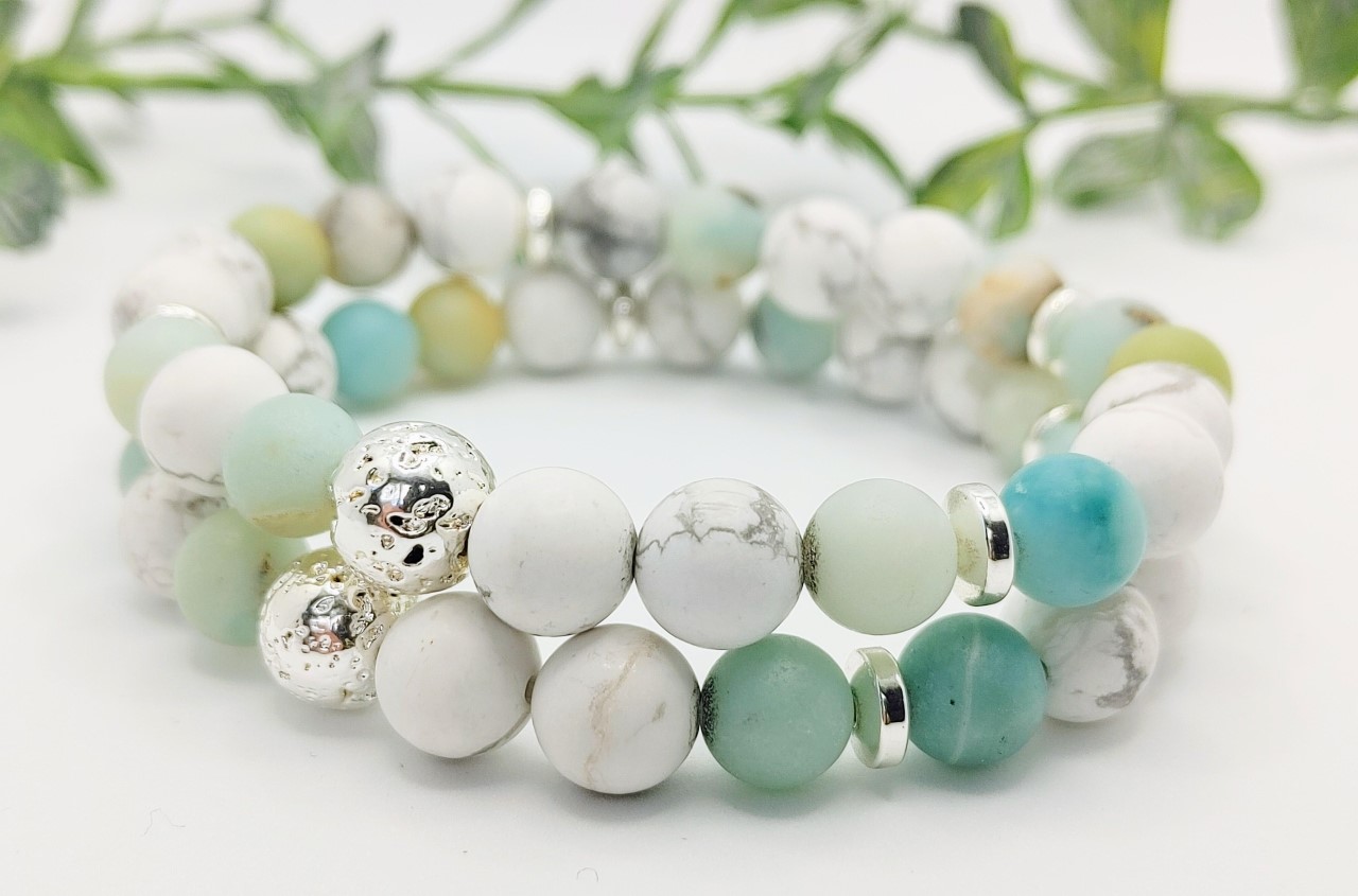 howlite & amazonite stretch bracelet