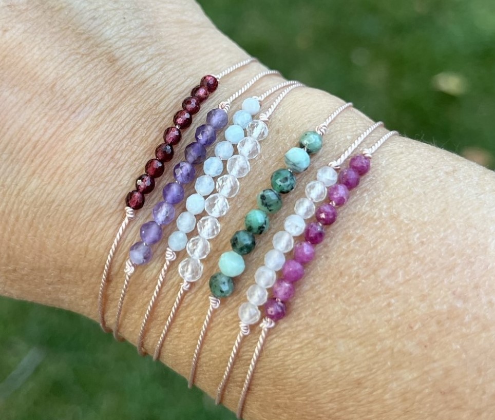 adjustable silk birthstone bracelets