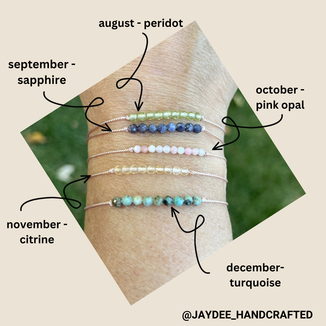 adjustable silk birthstone bracelets