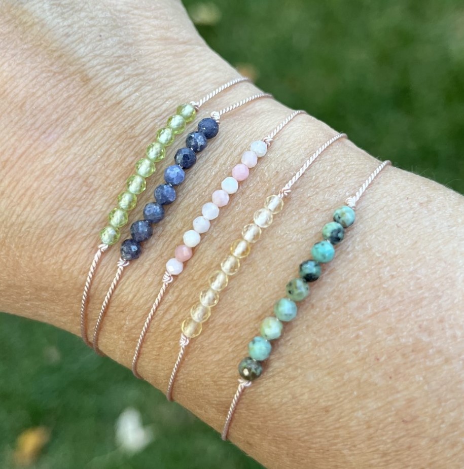 adjustable silk birthstone bracelets