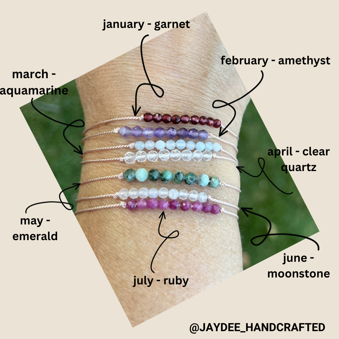 adjustable silk birthstone bracelets