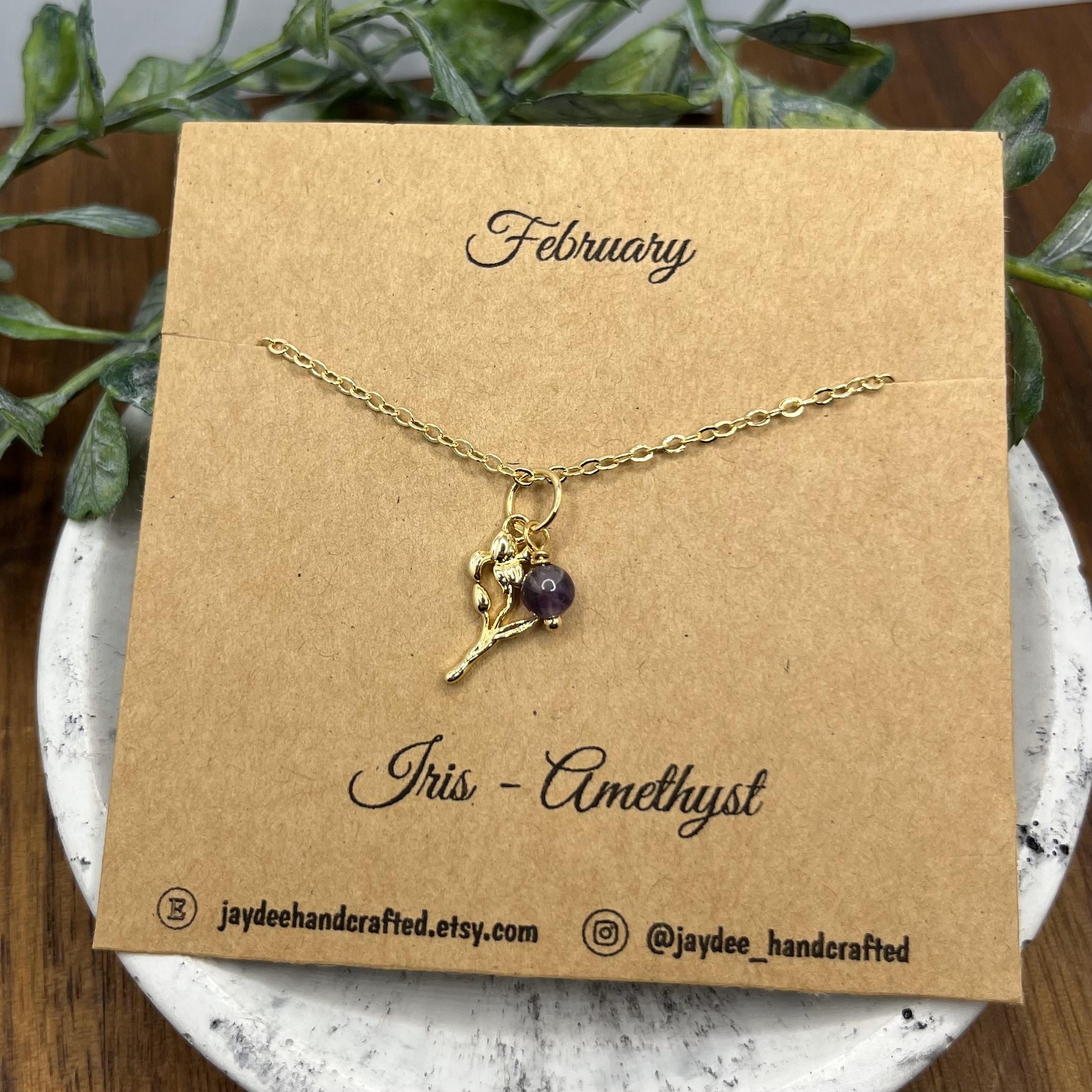 birth flower + birthstone necklace