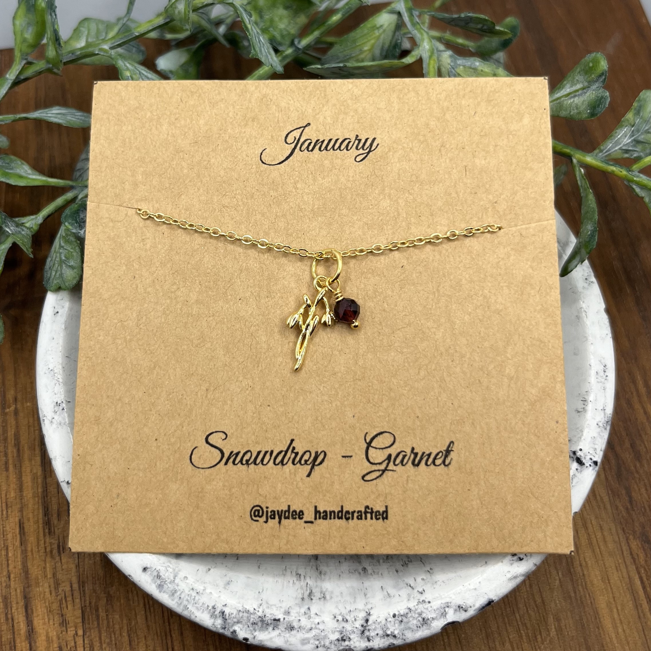 birth flower + birthstone necklace