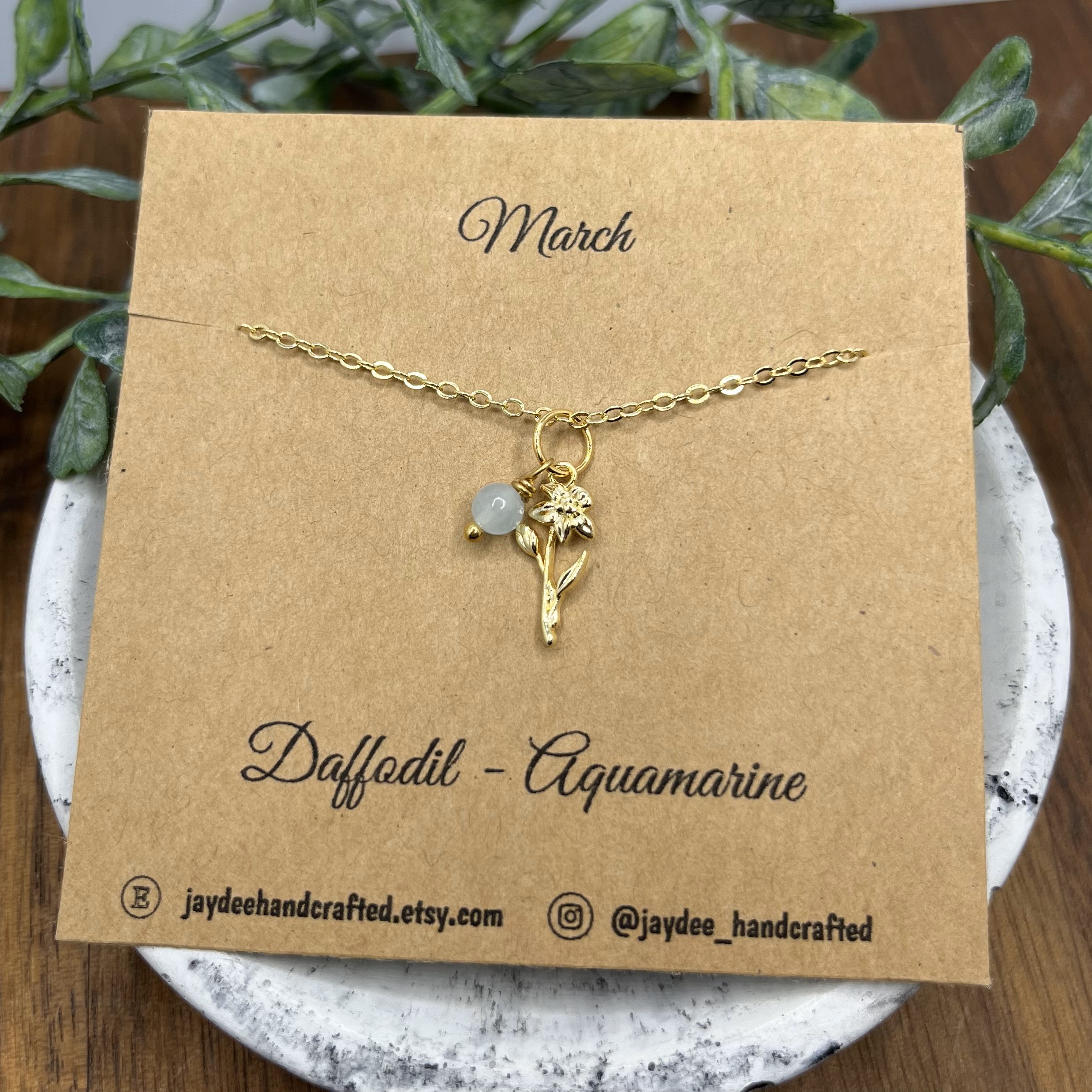 birth flower + birthstone necklace