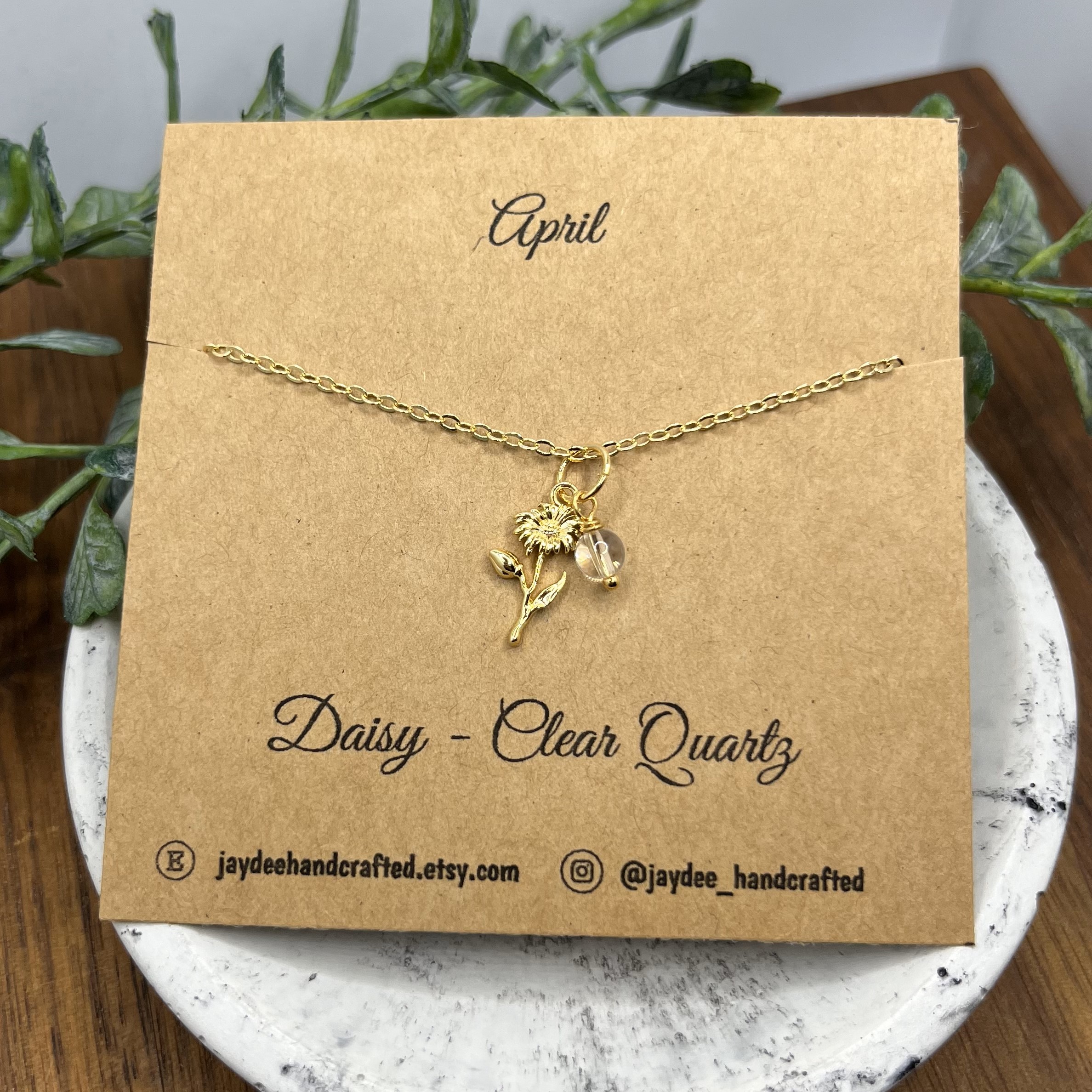 birth flower + birthstone necklace