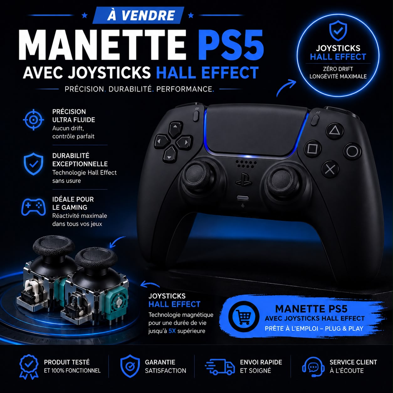 Manette PS5 Joystick Hall effect 