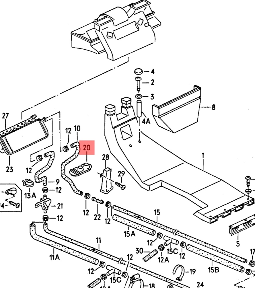 passe cloison Durite de chauffage avant vw transporter t3