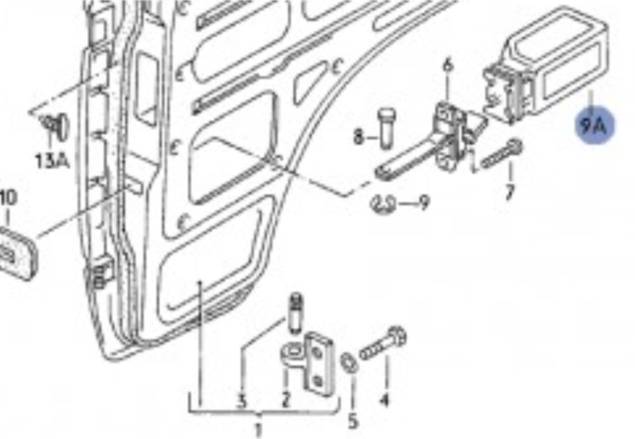 Protection pour retenue de porte et d'air avant gauche ou droite vw transporter t3 t25 