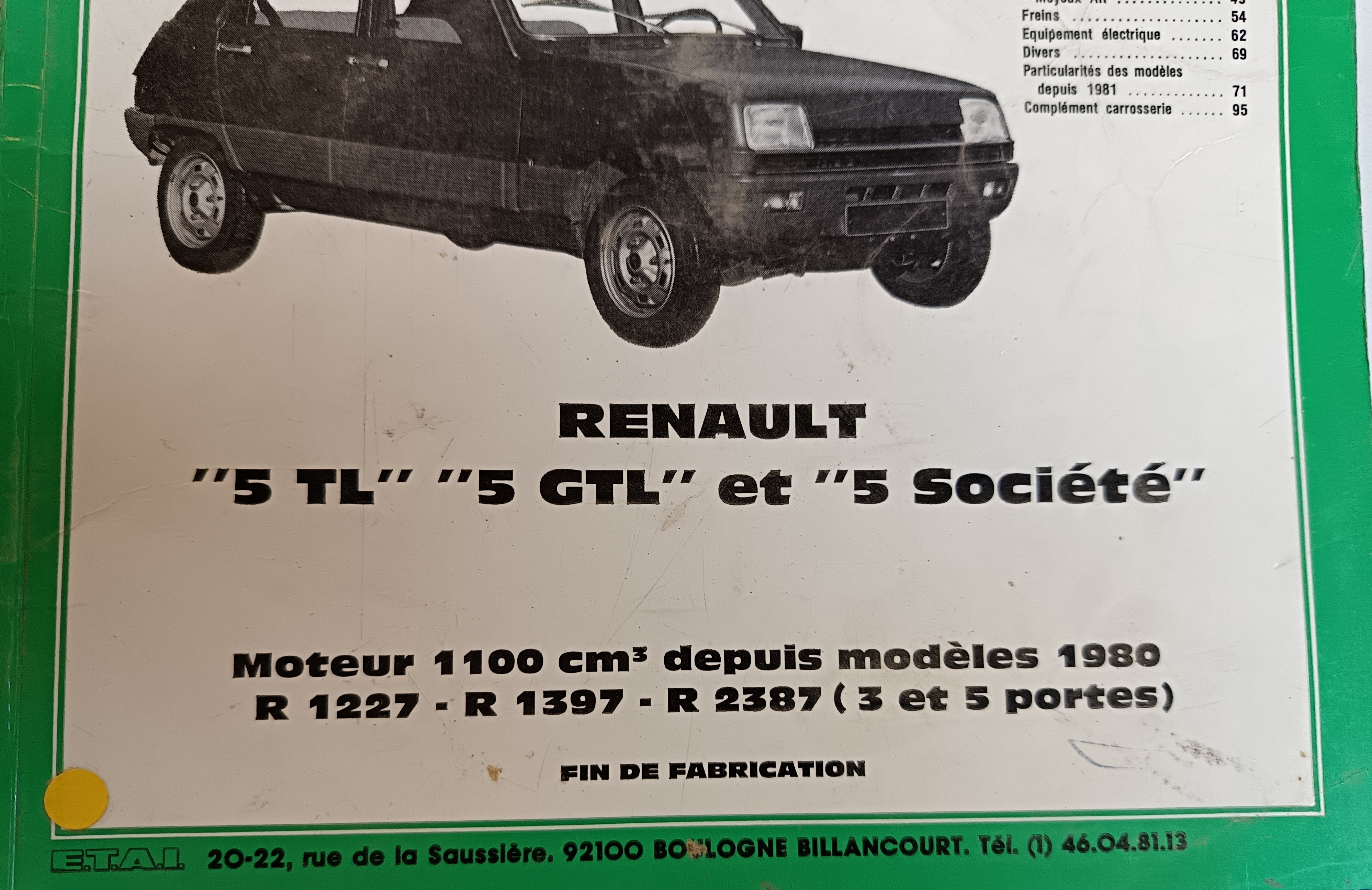 Revue technique Renault 5 TL GTL SOCIÉTÉ 