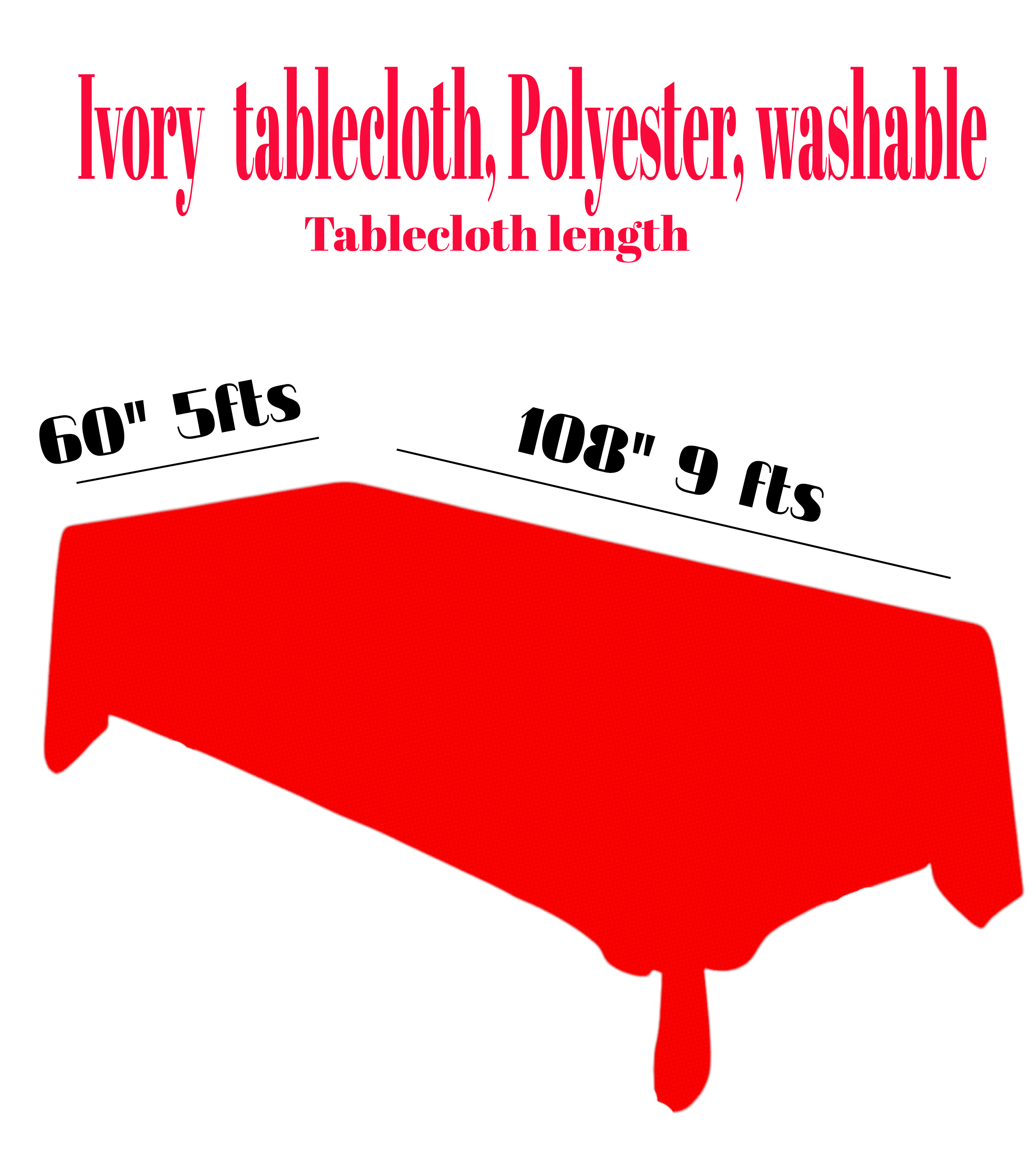 Red Rectangular Tablecloth 6ft