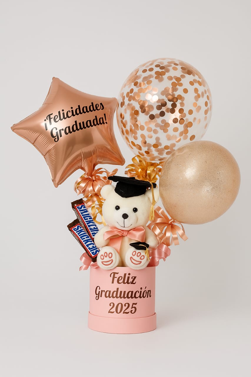 Arreglo de graduación con peluche