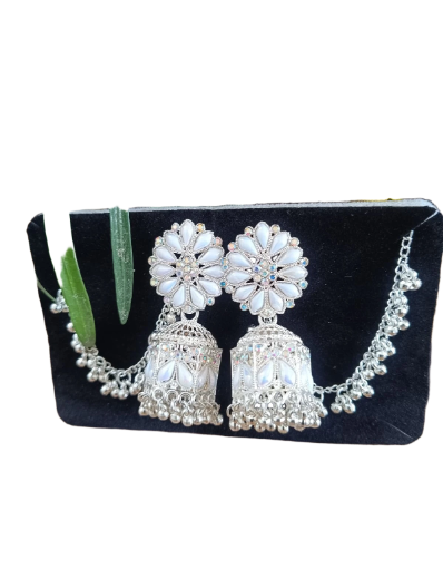 Elegant Silver Jhumka Earrings