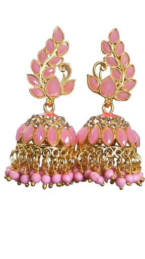 Traditional Pink Jhumka Earrings