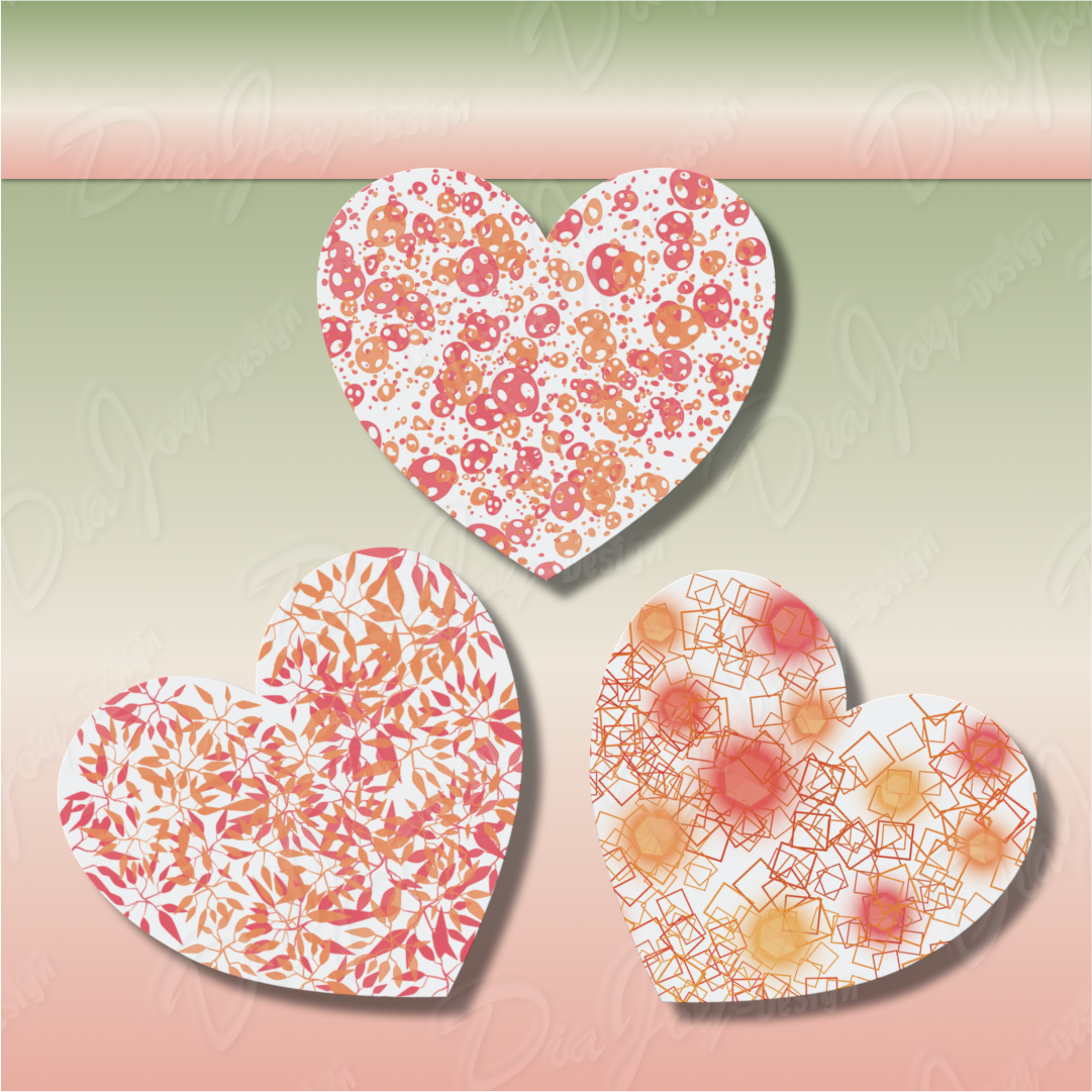 7 Unique orange Heart Cliparts with splashed design