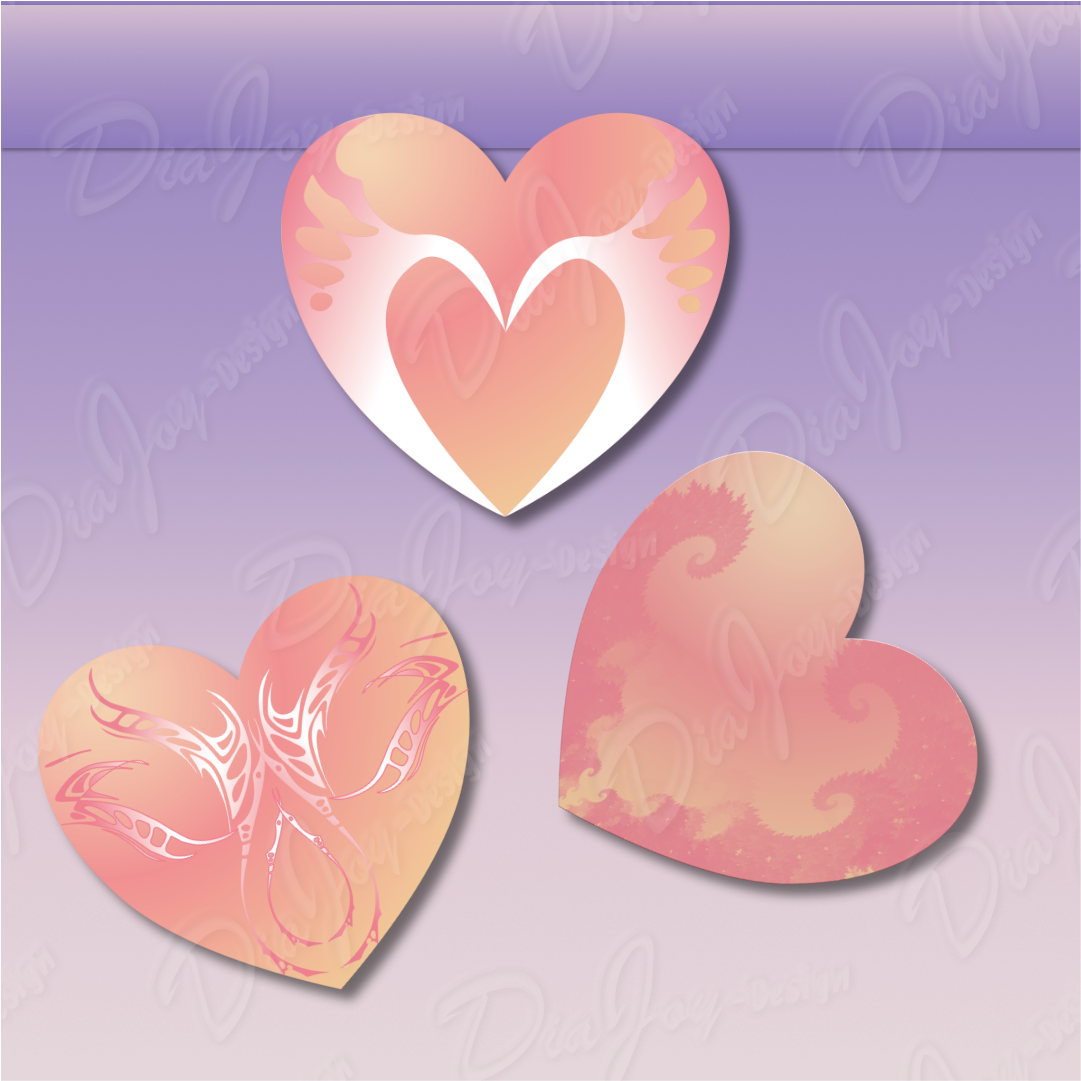 Unique Rose Golden Heart Clipart Bundle PNG