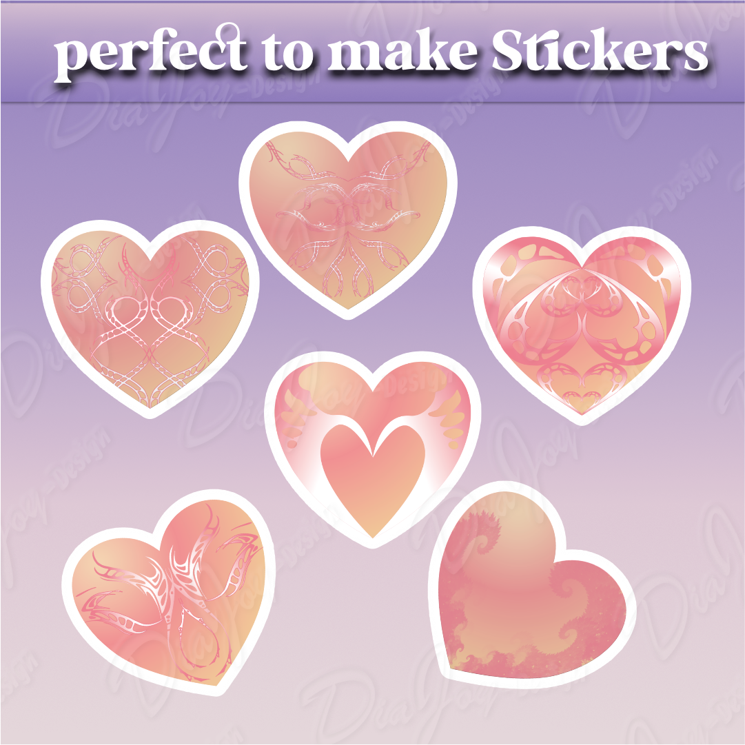 Unique Rose Golden Heart Clipart Bundle PNG