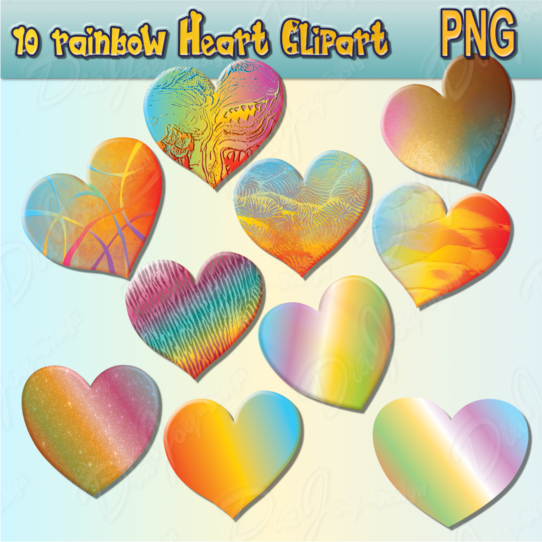 Rainbow Heart Clipart Bundle