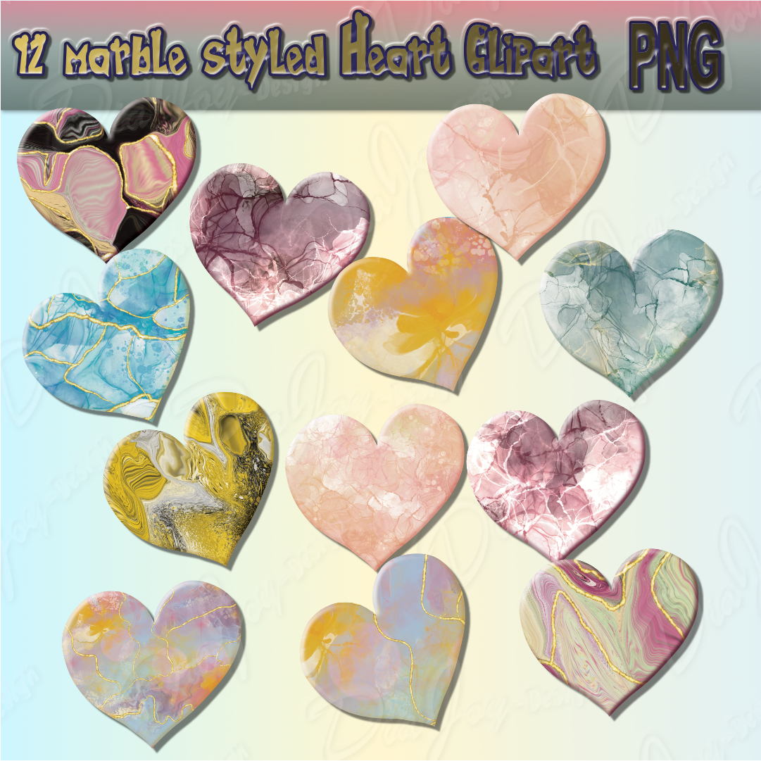 Marble Heart Clipart Collection