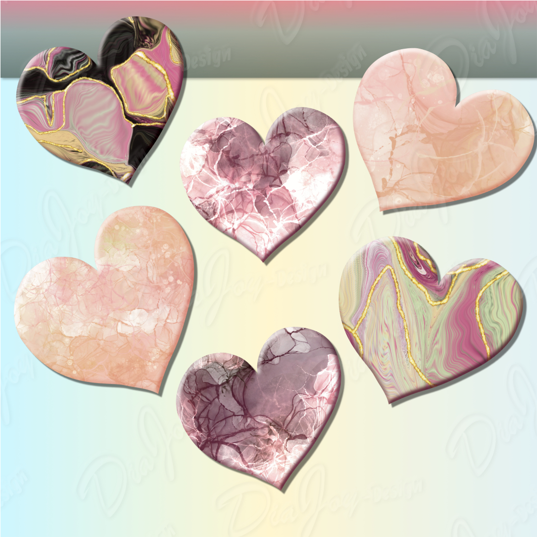 Marble Heart Clipart Collection