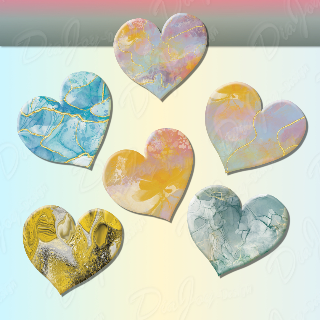 Marble Heart Clipart Collection