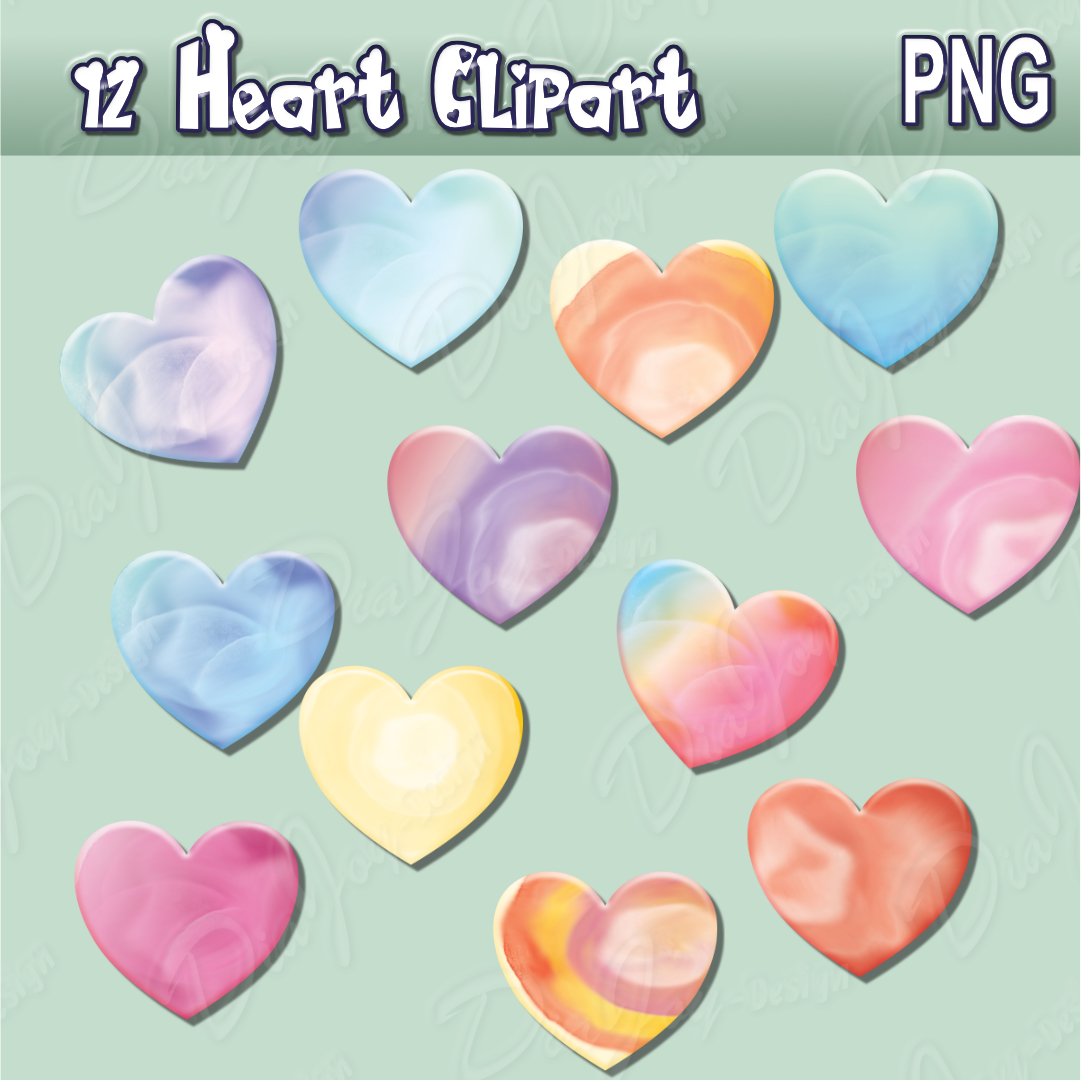 Pastel Heart Clipart Set
