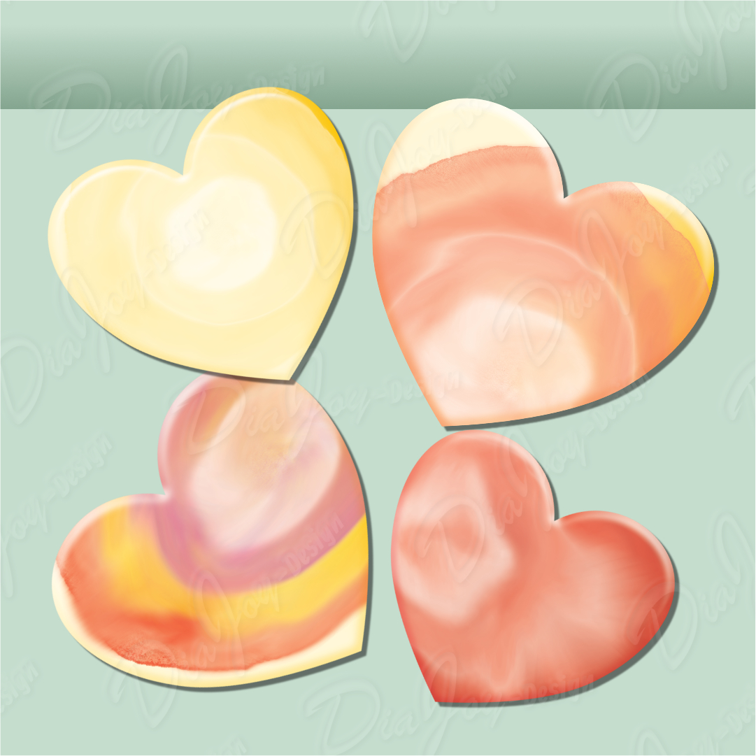 Pastel Heart Clipart Set