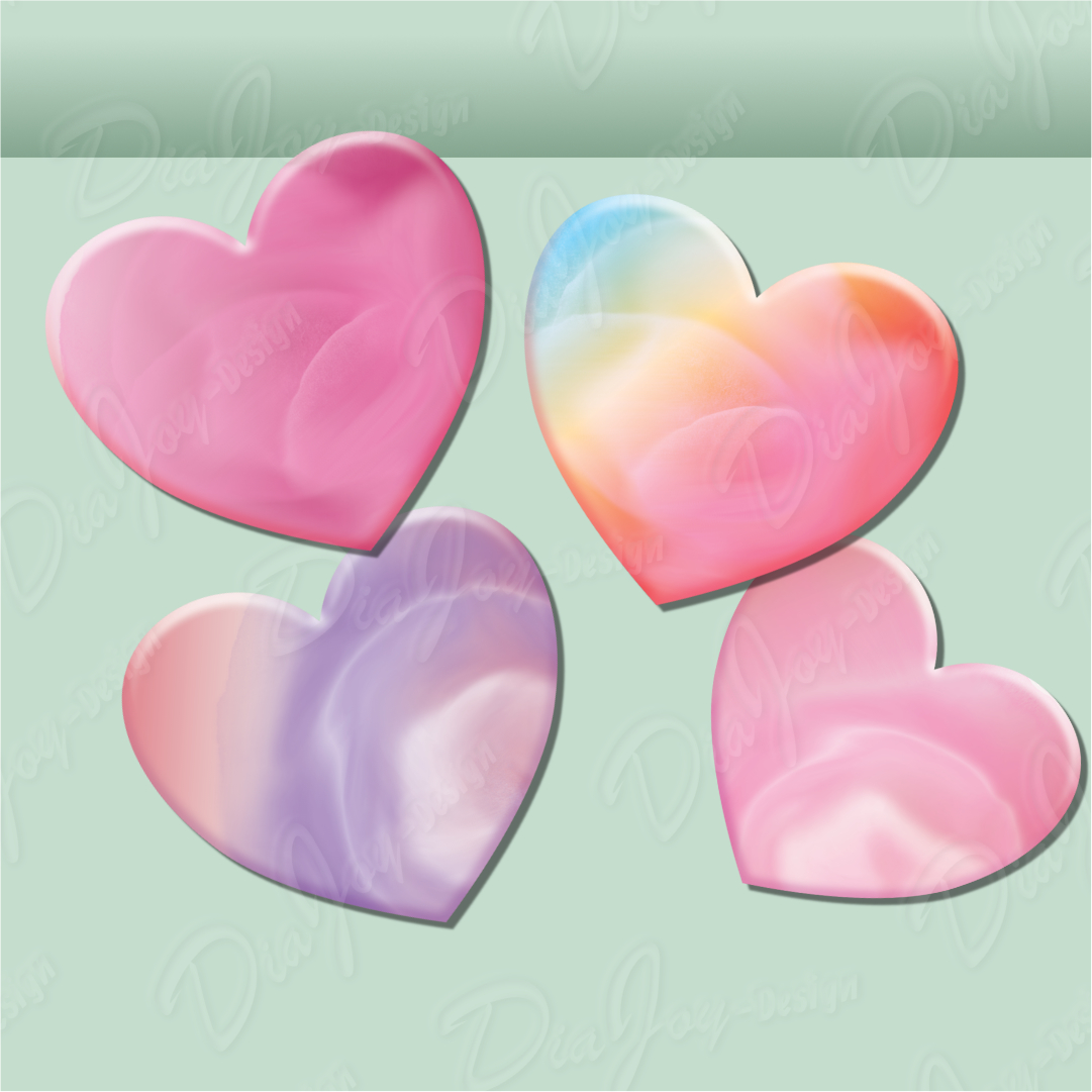 Pastel Heart Clipart Set