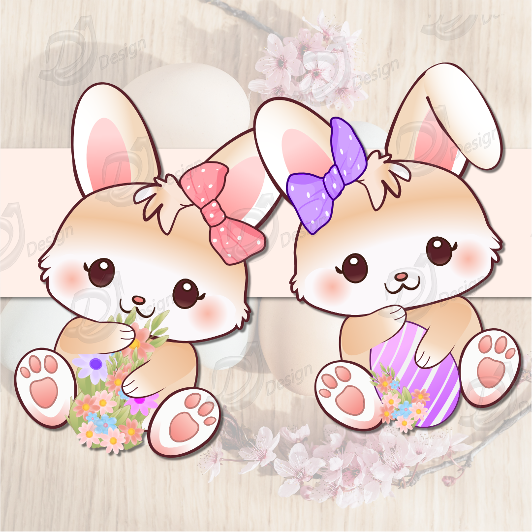 Bunny Clipart and Pattern Set