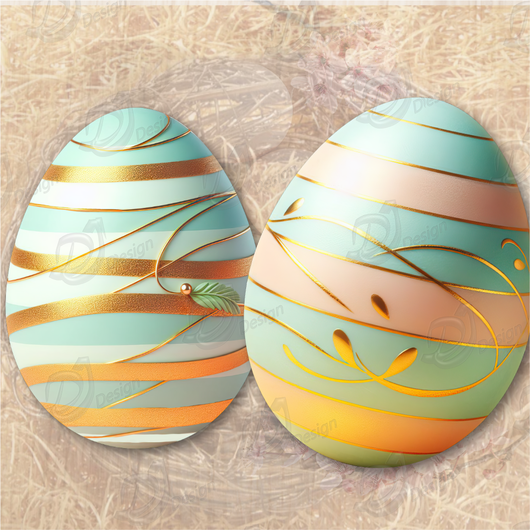 Pastel Easter Eggs with Gold Strives 