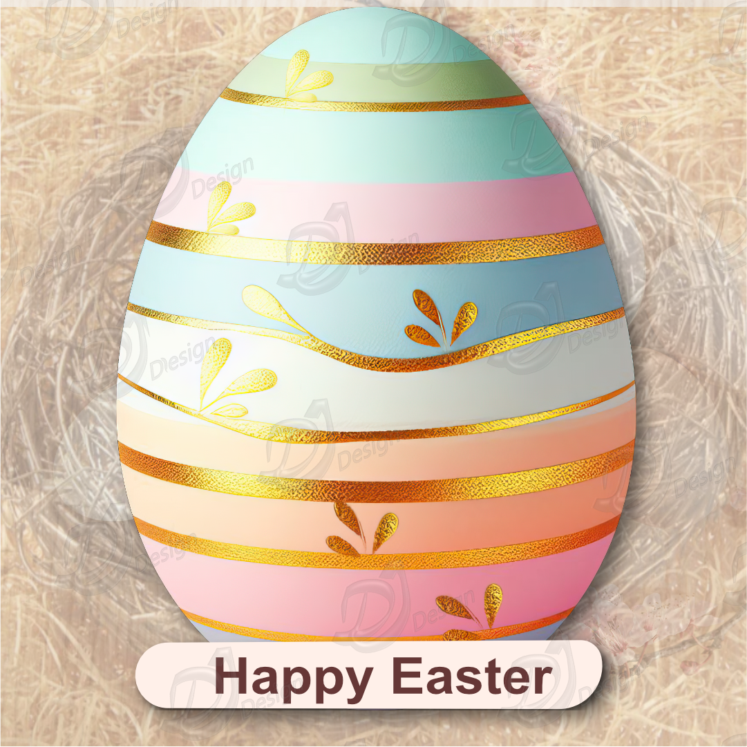 Pastel Easter Eggs with Gold Strives 