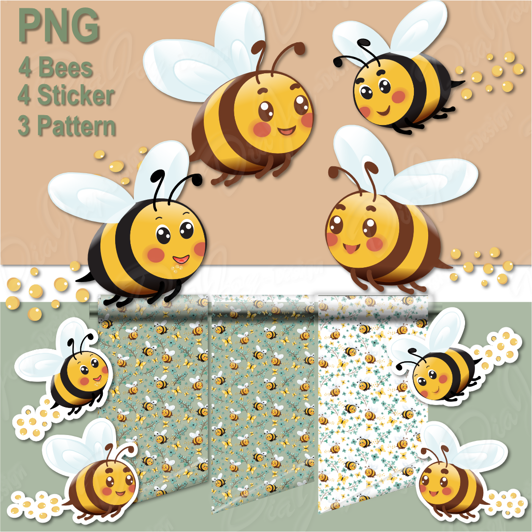 Bee Sticker and Pattern Set
