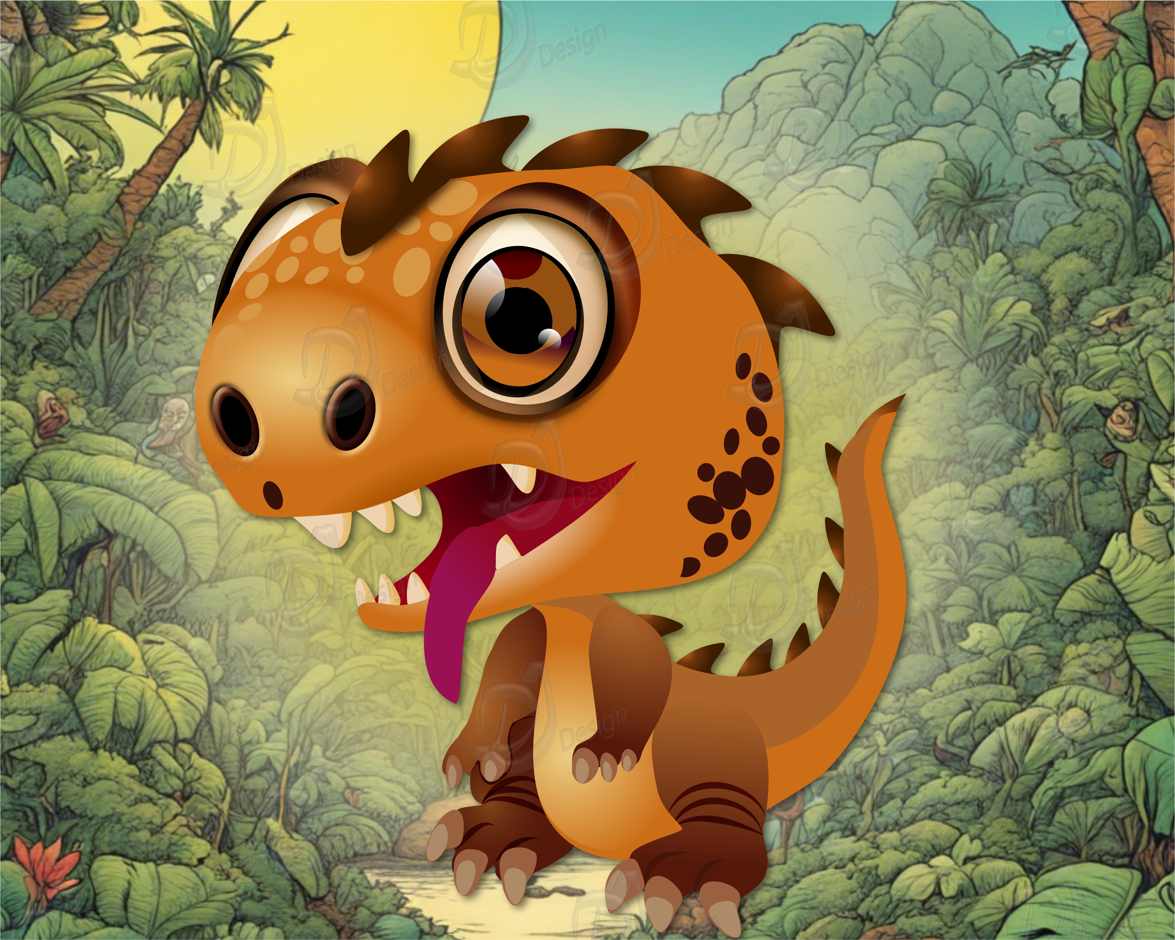 Red Dinosaur and Dragon Clipart