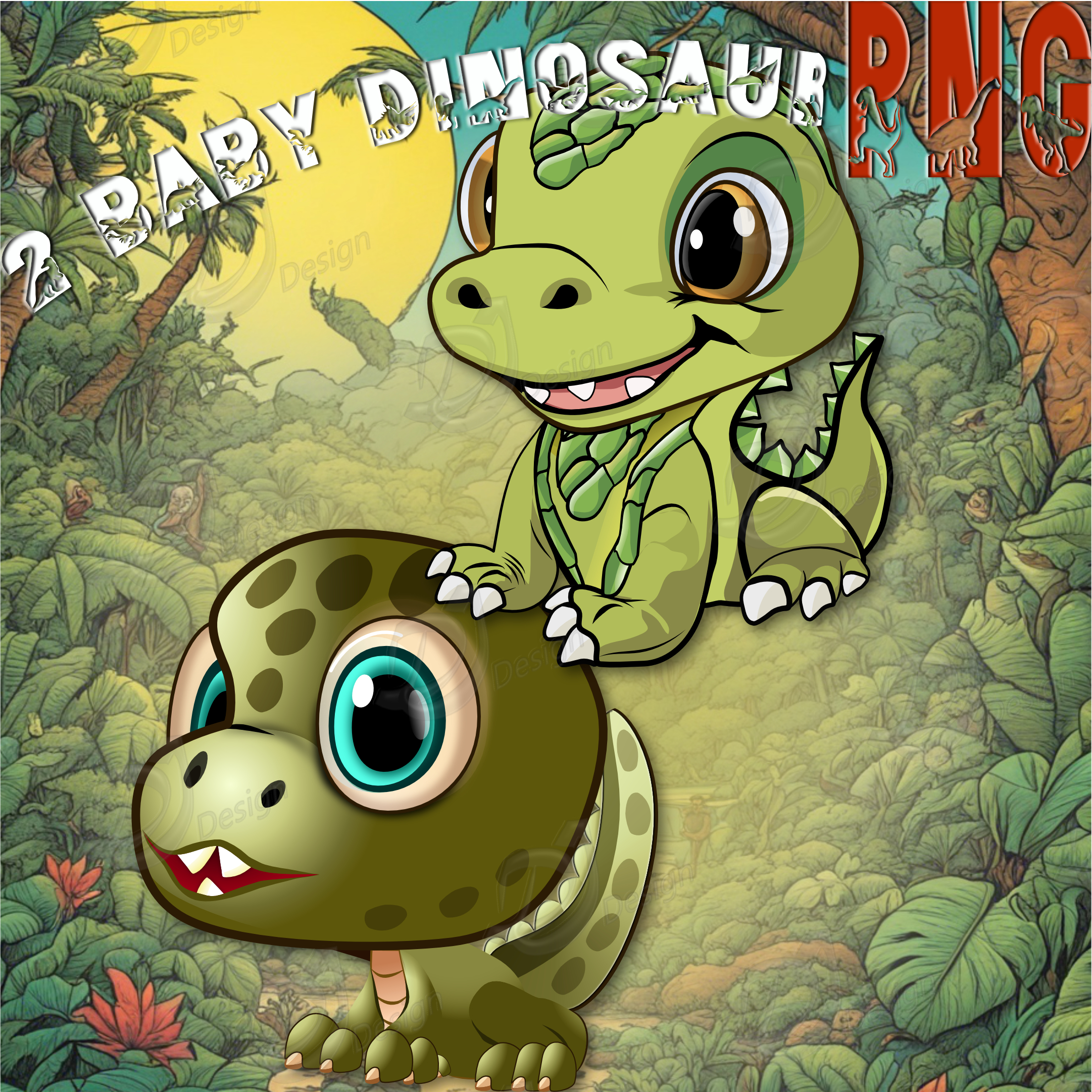 Green Dinosaur and Dragon Clipart