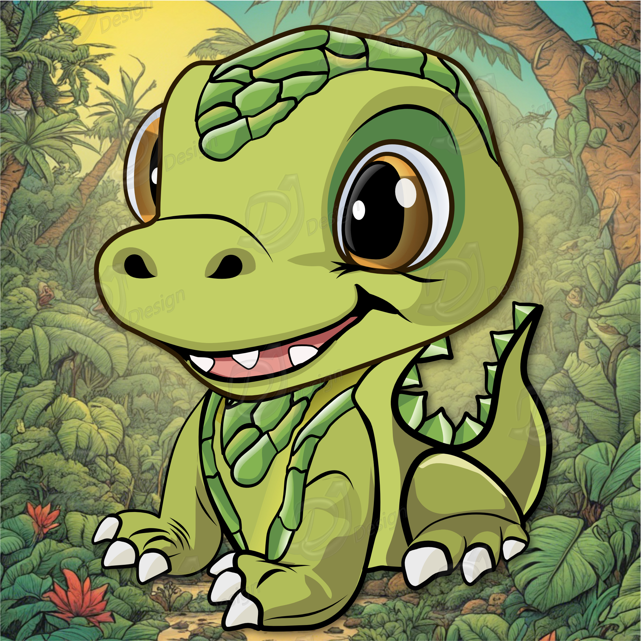 Green Dinosaur and Dragon Clipart