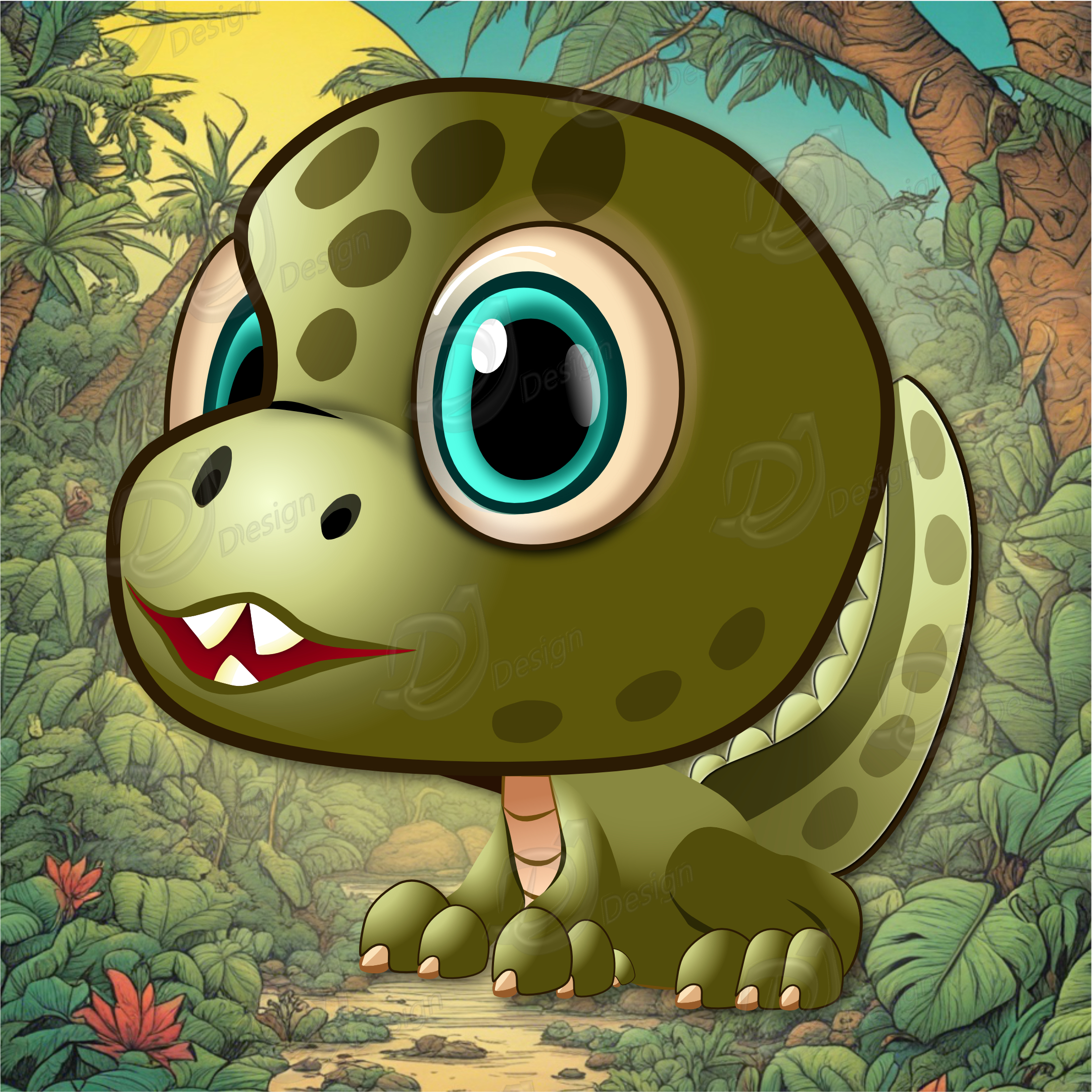 Green Dinosaur and Dragon Clipart
