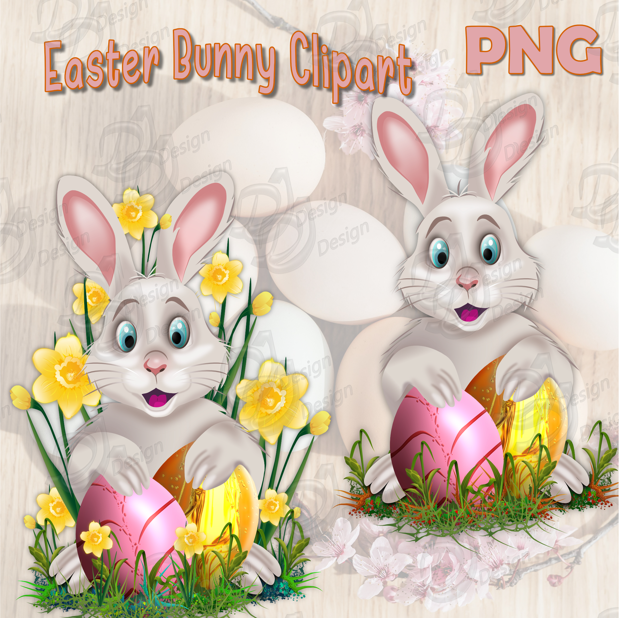 2 Easter Bunny Clipart