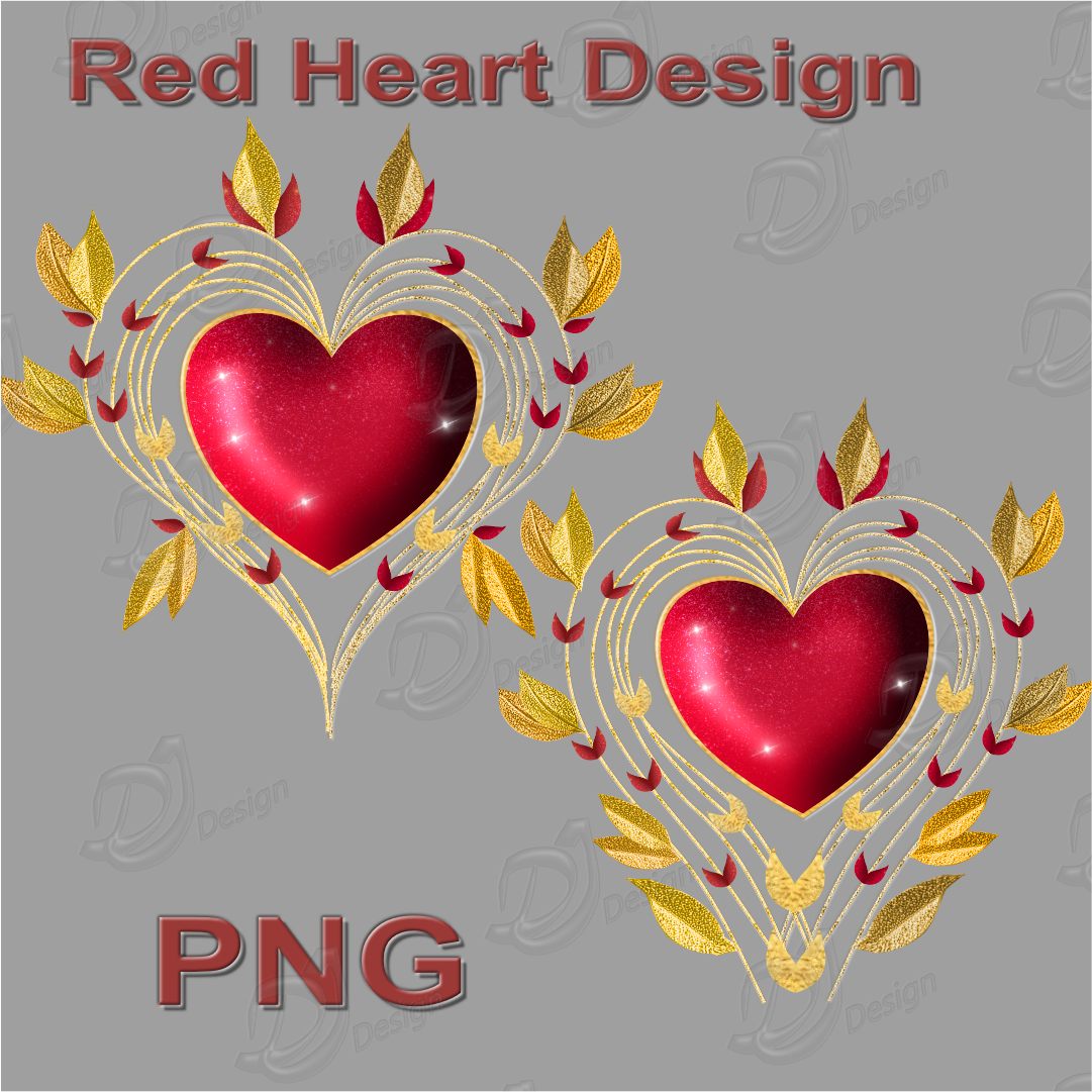 Red Gold Heart Clipart