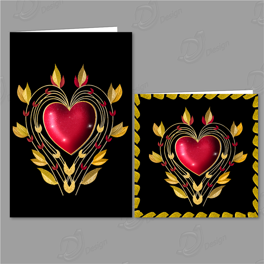 Red Gold Heart Clipart