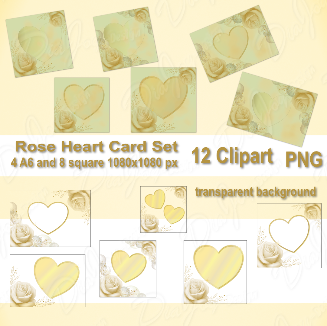 12 Rose Heart Card Set Design