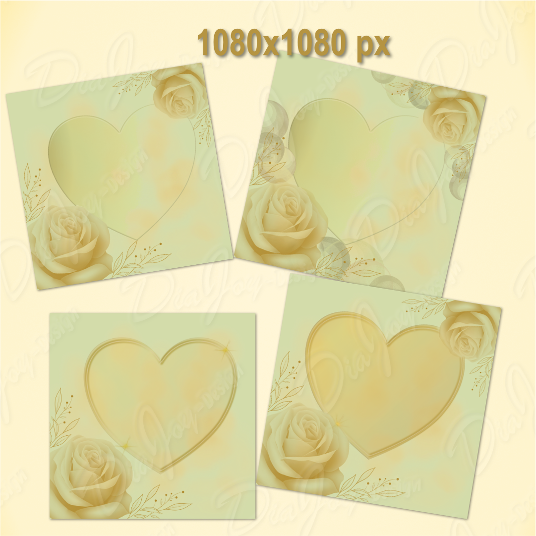 12 Rose Heart Card Set Design